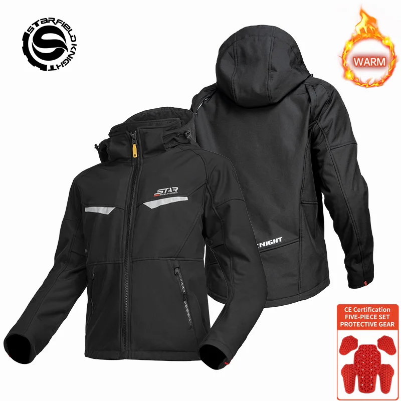 

Winter Motorcycle Riding Jacket Clothes Windproof Warm Inner Line Splash-proof Water Fabric With CE Protection Gears Accessories