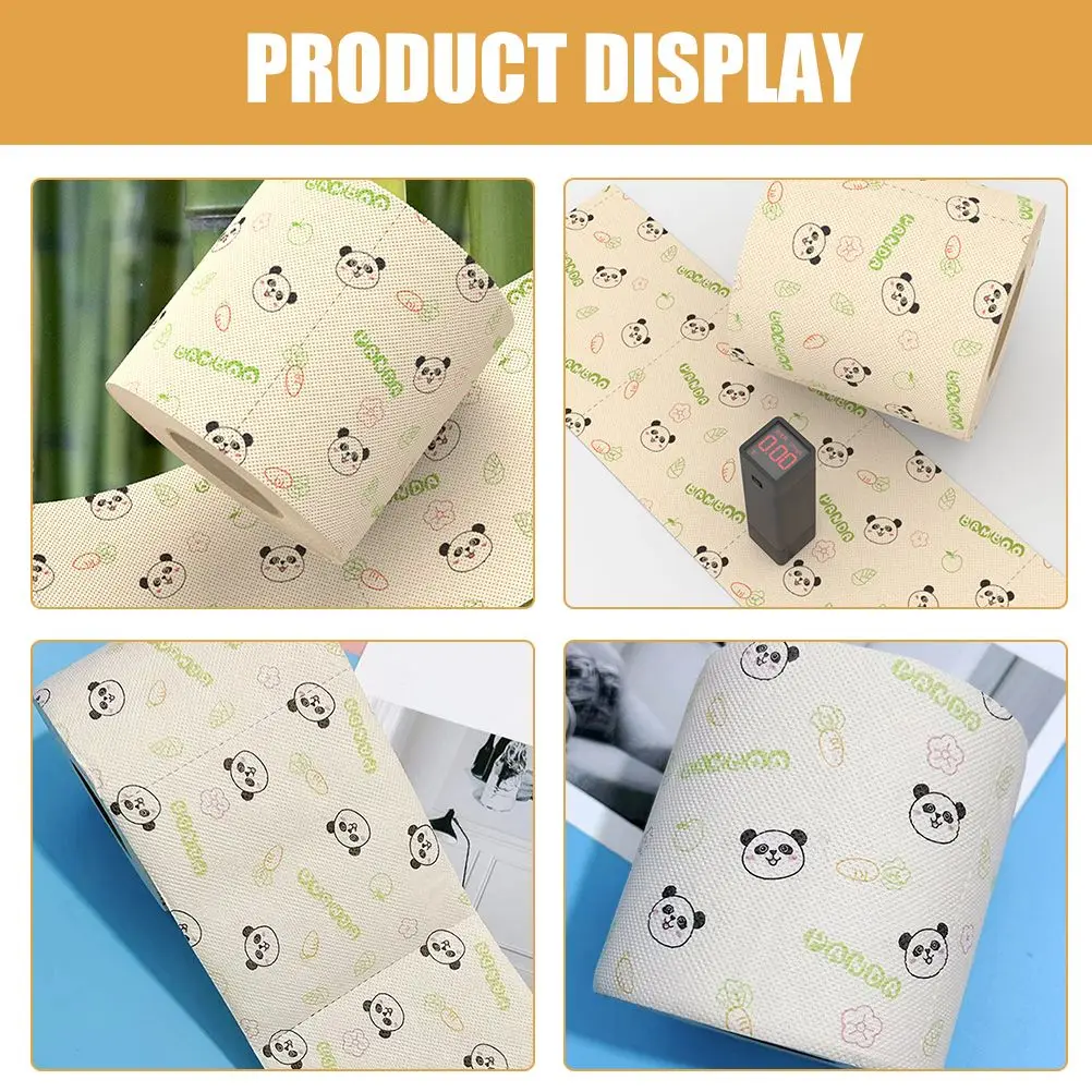 Panda Print Bamboo Toilet Paper Unique Fun Design Soft Pulp Hand Towel For Office Use Patterned Toilet Roll