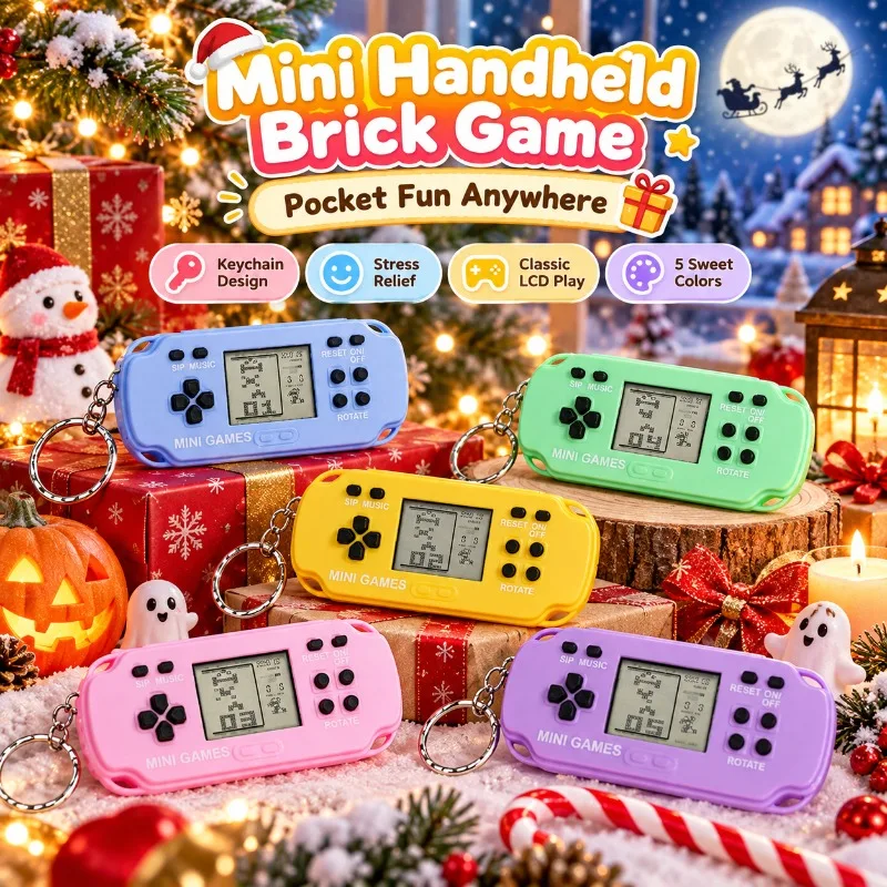 Handheld Tetris Game Console, Creative Keychain Pendant, Electronic Game Stress Relief Toy
