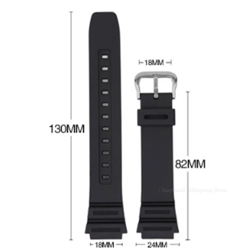 18mm Silicone Black Replacement for Casio F-91W F105 F108 A158W A168 AE1200 AE1300 W800H  Men Women Sport Soft Watch Band Strap