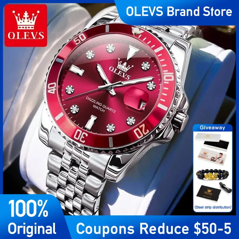 

OLEVS Mens Watch Original luxury Brand Quartz Watch Zircon Scale Waterproof Luminous Reloj Hombre Automatic Date Watch For Man