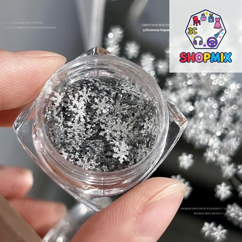 

Snowflakes Winter Nail Sequins Sparkling Christmas Flakes Spangles Nail Art Decoration Sticker Tips Nail Charm Manicure Salon