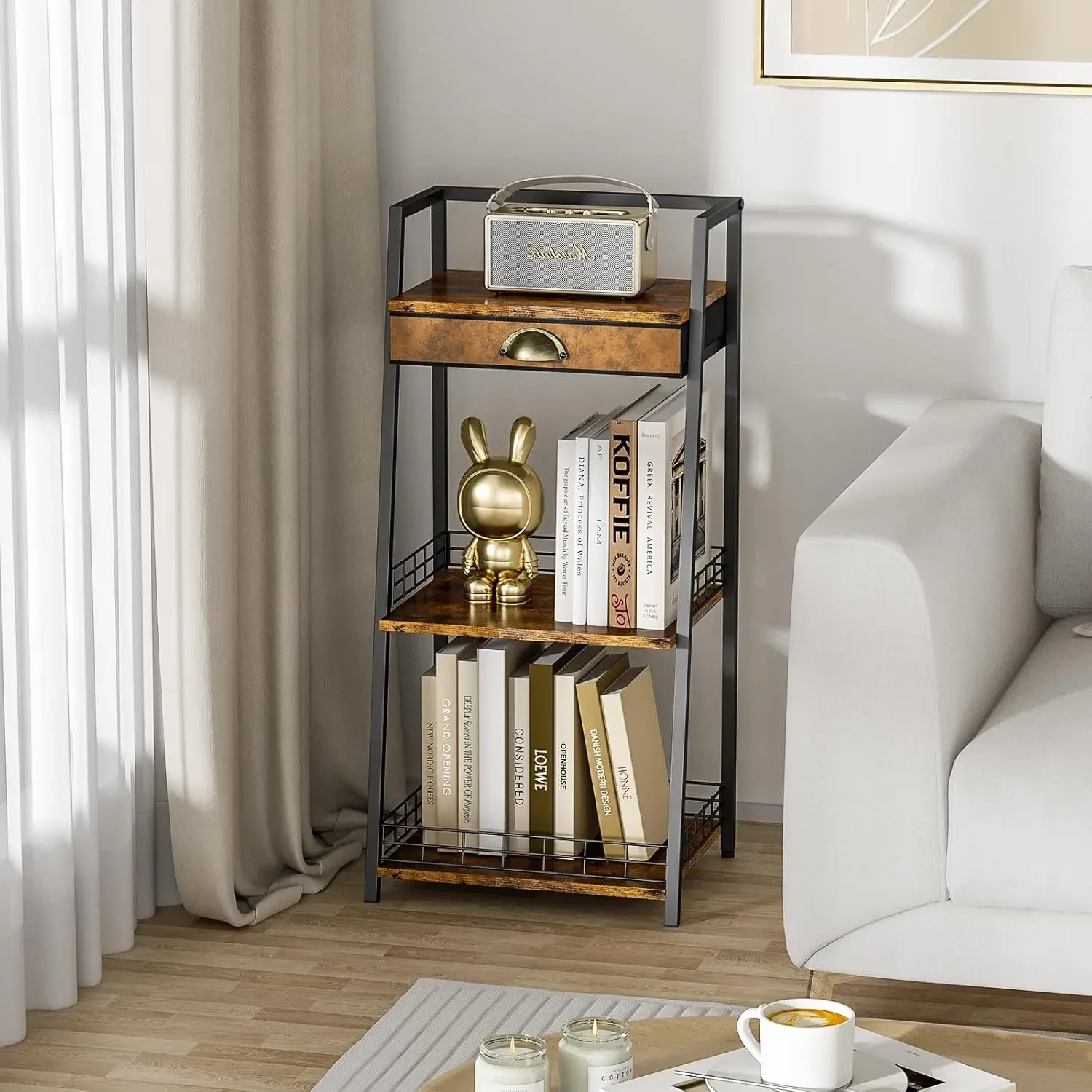 رف من 3 طبقات مع أدراج قماشية، رف تخزين متعدد الوظائف للحمام وغرفة النوم ومنظم الخزانة #6