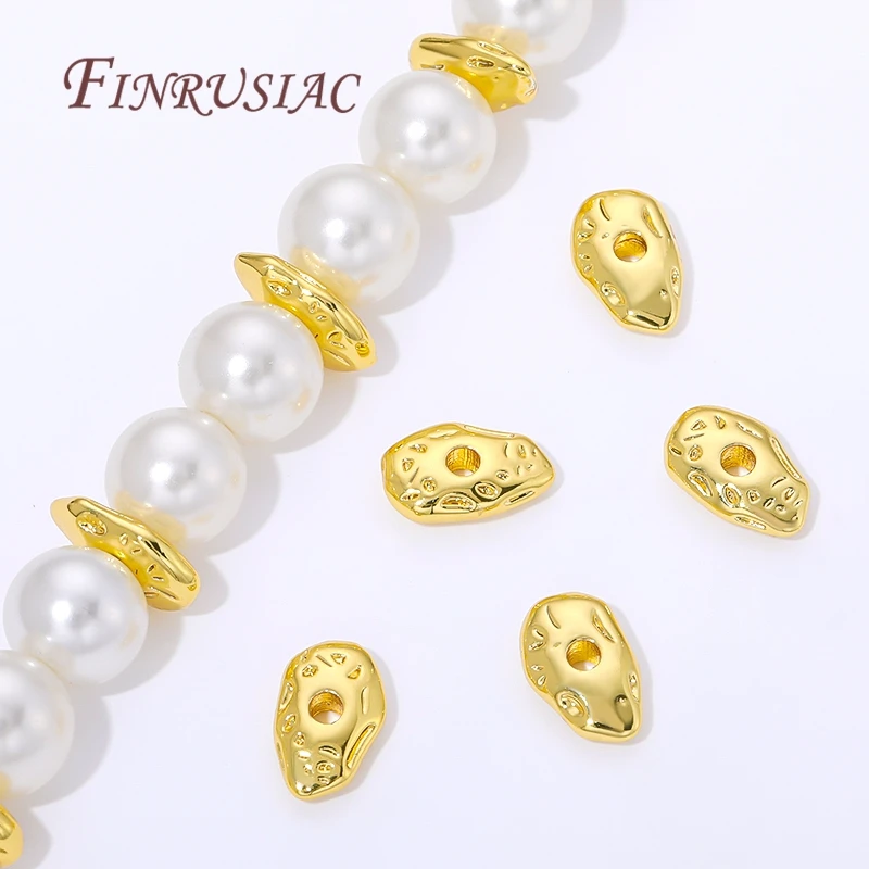 9,4 x 6 mm, 18 Karat vergoldete, unregelmäßige Abstandsperlen für Schmuck, Metall-Trennperlen, DIY-Zubehör für die Herstellung von Armbändern und Halsketten