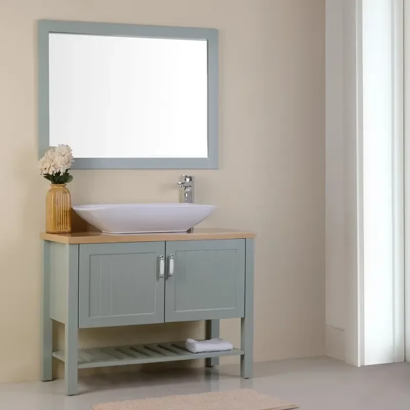 Modern Hand Painted Solid Wood Bathroom Cabinet Floral Design Corner Vanity Unit Classic Style Furniture Storage 2026 New