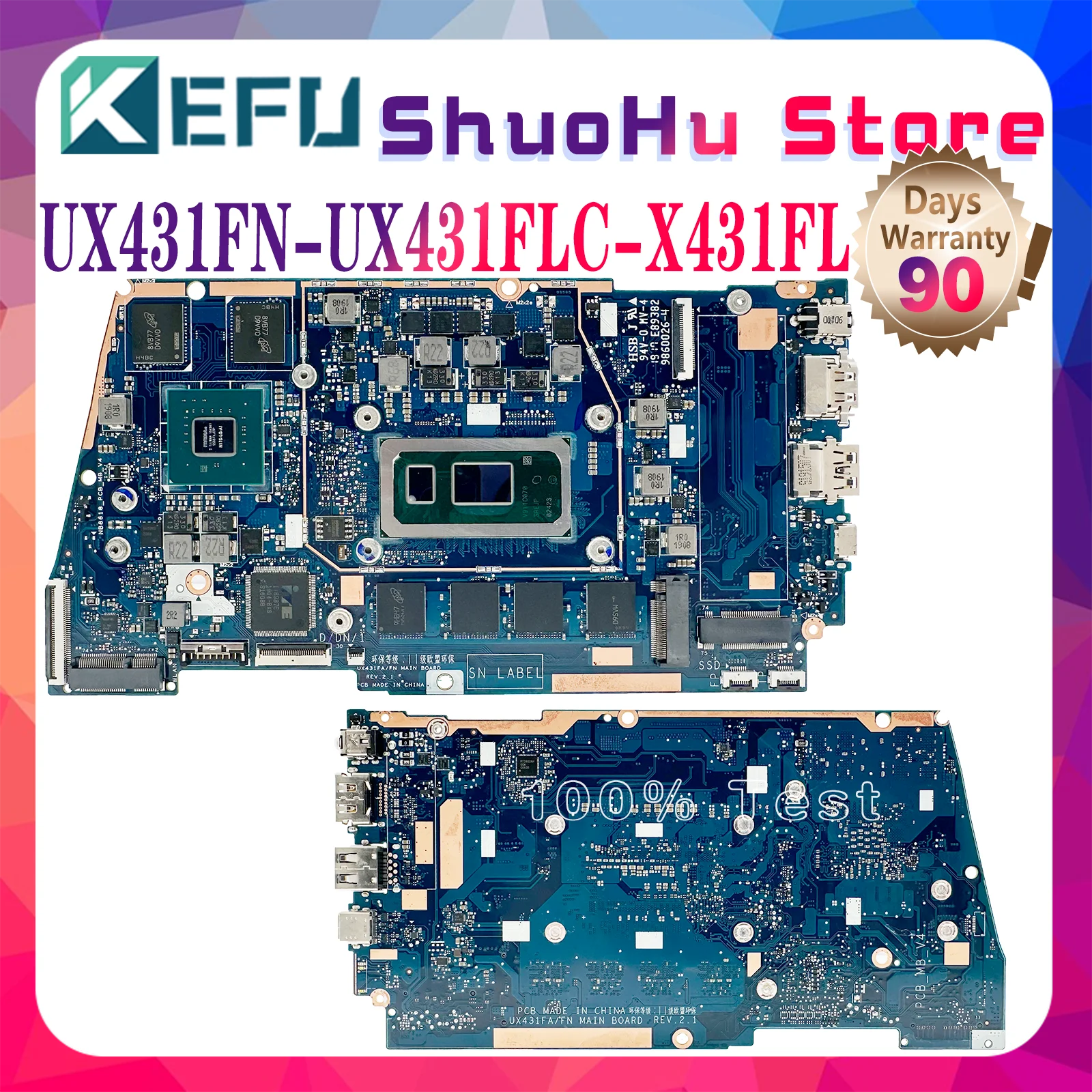 

UX431FN X431FLC X431FL Laptop Mainboard For ASUS UX431FL UX431FLC BX431FN RX431FN X431F K431F V431F S431F Motherboard V2G 100%OK