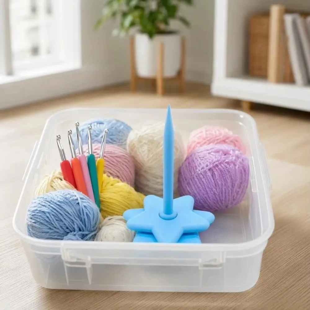 3D Printed Portable Wrist Yarn Holder Star Shaped Elevated Yarn Spinner Ball Dispenser Anti-slip Base Wool Ball Winder