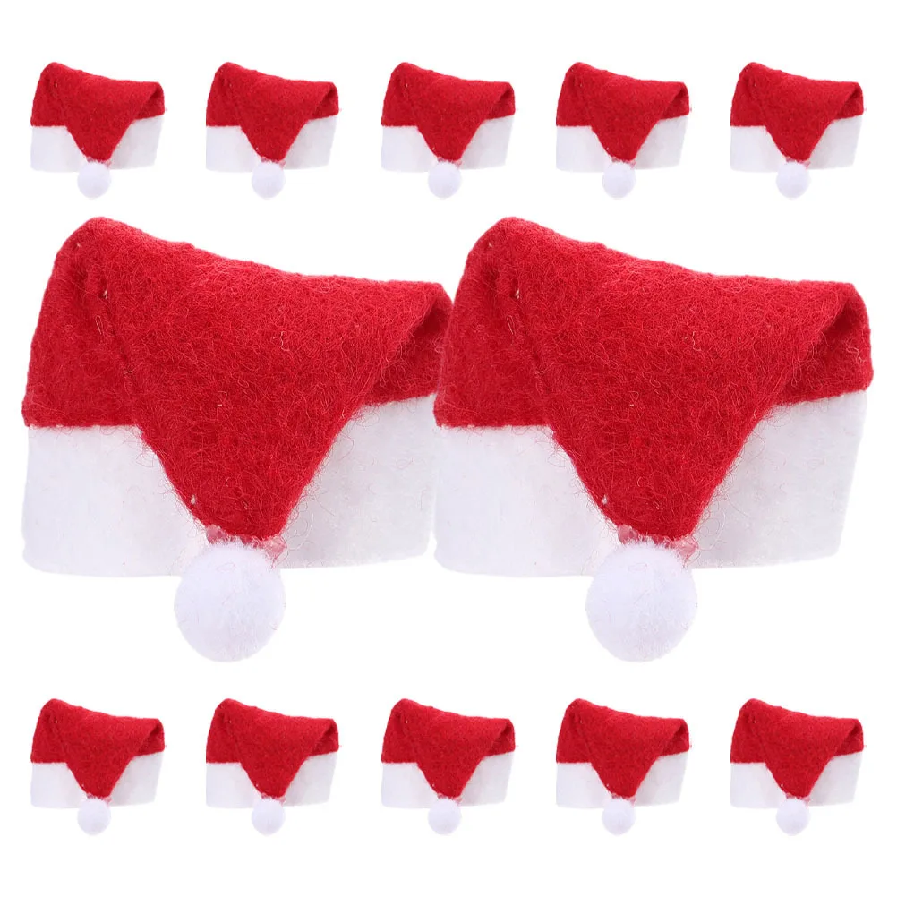 

12Pcs Mini Christmas Decoration Hats Unique Lollipop Toppers for Holiday Party Supplies Wine Bottle Caps Candy Covers Festive