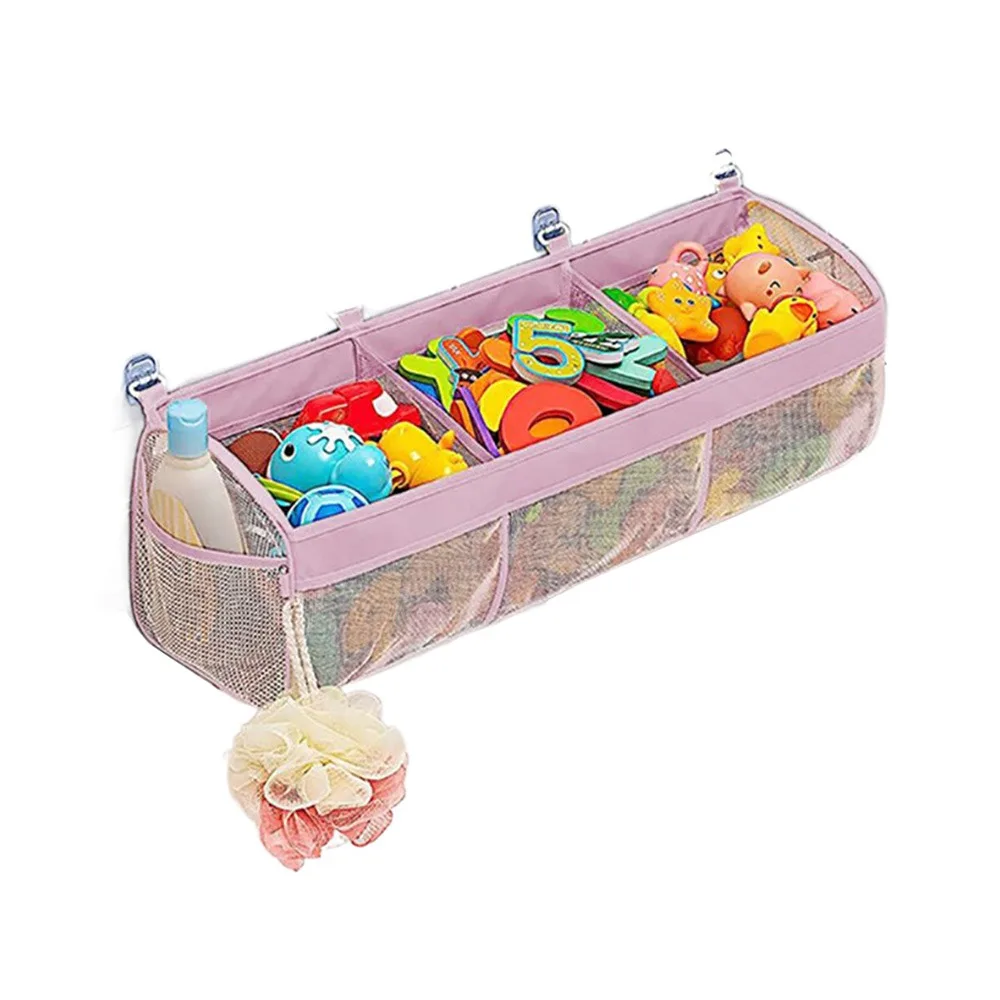 

Large Openings Bathroom Storage Bag Breathable 3 Compartment Bath Organizer Quickly Dry Large Capacity Hanging Storage Net
