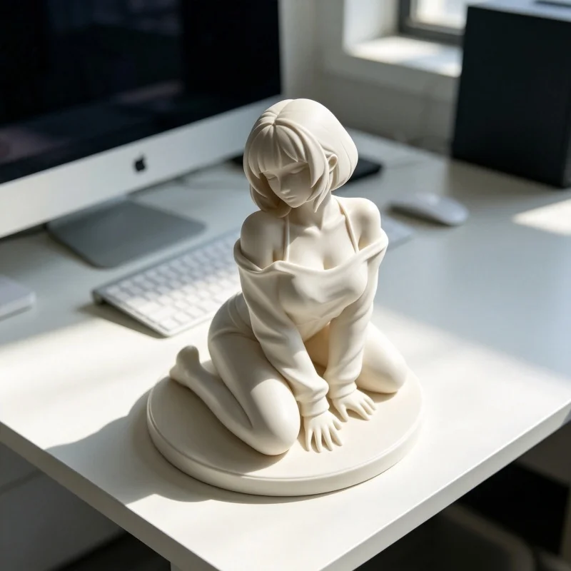 3D printed ornament desktop original short hair kneeling goddess character model figurine custom decoration pure desire ornament