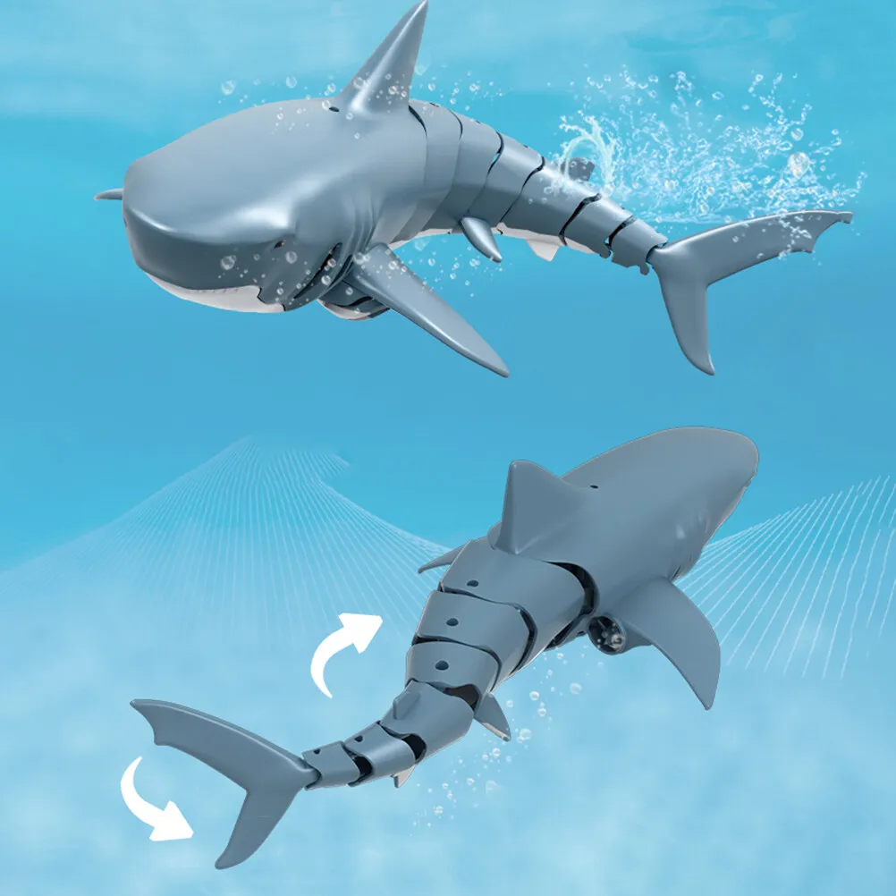 RC Shark 2.4G Simulation Remote Control Animals with Lights Submarine Robots Fish Electric Toys for Boy Upgrade Spray WaterToy