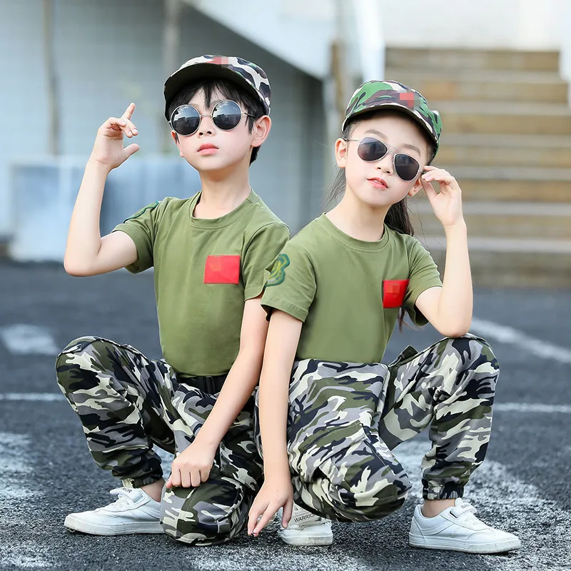 Children's military training camouflage suit, male suit, special forces elementary school summer camp, kindergarten female milit