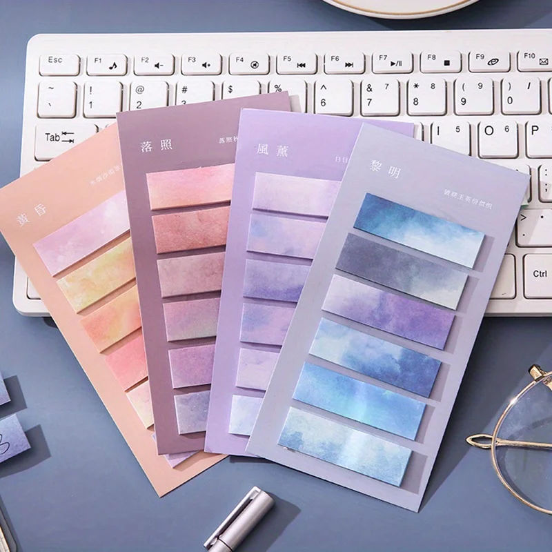 1pc/8pcs Gradient Color Index Sticky Notes with Adhesive Peel-off Index Tabs for Home Office Daily Use A3267