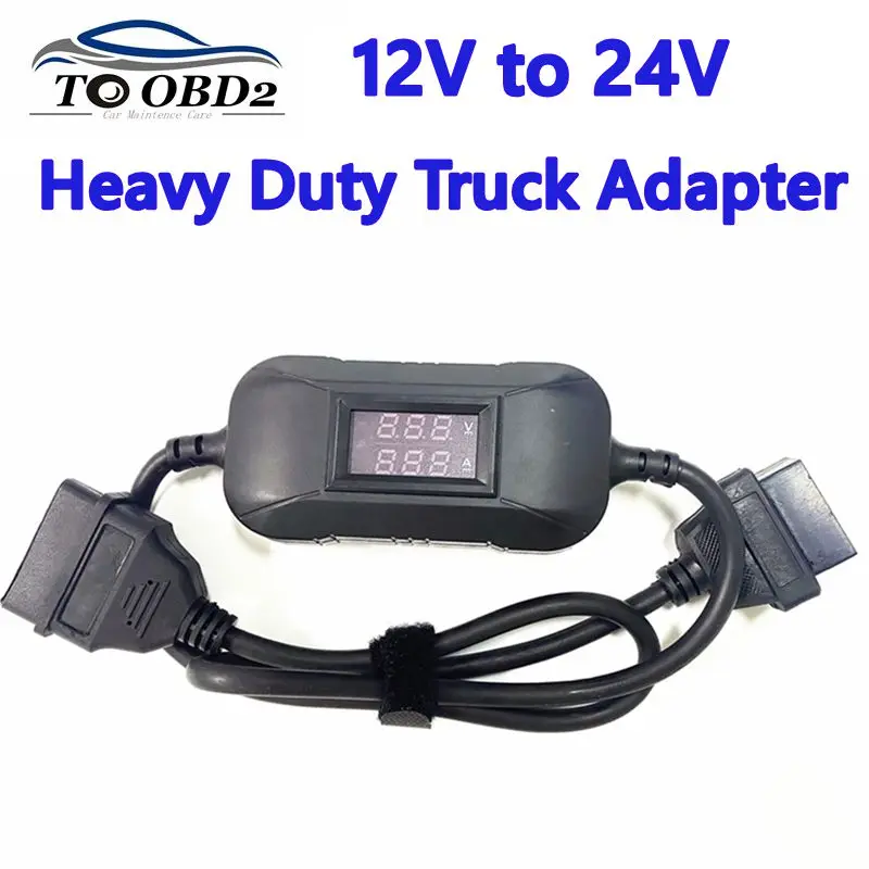 

Кабель-адаптер для тяжелых грузовиков от 12 В до 24 В, диагностический адаптер OBD2, многофункциональный адаптер OBD-сканера для преобразователя грузовиков-запуска