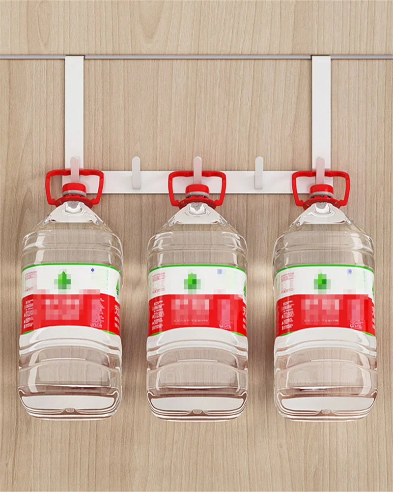 Hooks Over The Door 5 Hooks Multifunctional Home Bathroom Organizer Rack Clothes Coat Hat Towel Hanger Bathroom Kitchen Supplies