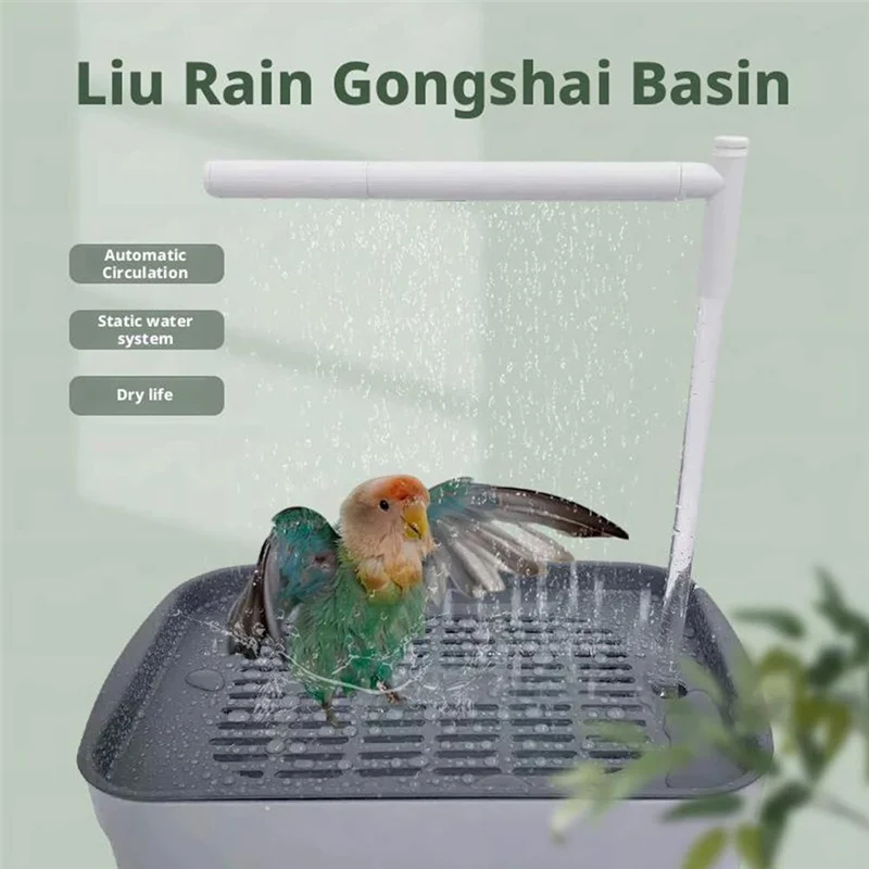 

SHGO-Automatic Parrot Bird Bath Tub USB Electric Circulating Water Pet Bird Bathtub Shower Fountain Bird Bath Supply