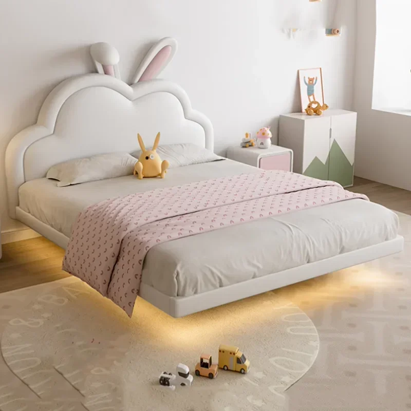 

Girls Backrest Modern Bed Storage Beige Italian Wooden Children Bed Bedroom Luxury Princesse Letto Matrimoniale Home Furniture