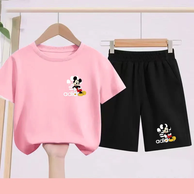 

Cute Printed Children's Sportswear Set for Boys and Girls Aged 3 to 13, T-shirt + Shorts, Breathable and Quick-drying Sportswear