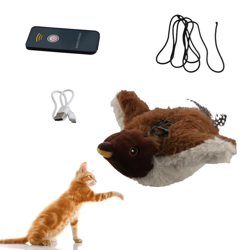 Interactive Cat Toys, Rechargeable Chirping Flapping Birdplush Kitten Exercise Toys