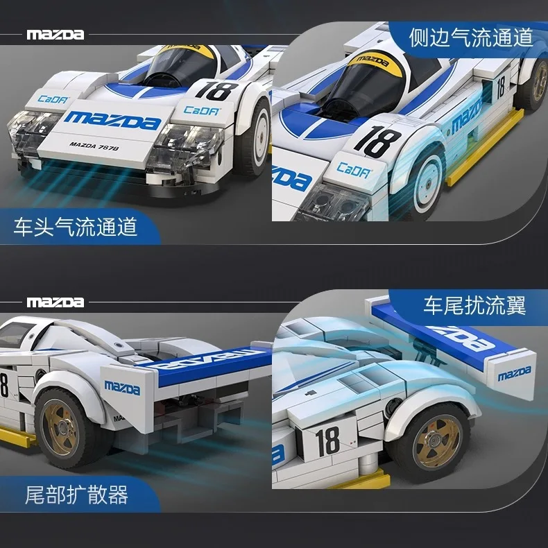 1:24 Mazda 787B Conjunto de blocos de construção de carro de corrida japonês MOC modelo técnico para adultos e meninos presente de aniversário (242 peças)