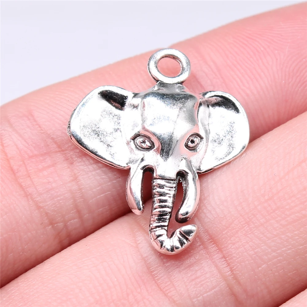 WYSIWYG 10pcs 25x21mm Antique Silver Color Pendants Elephant Charm Elephant For Jewelry Making Pendants Elephant