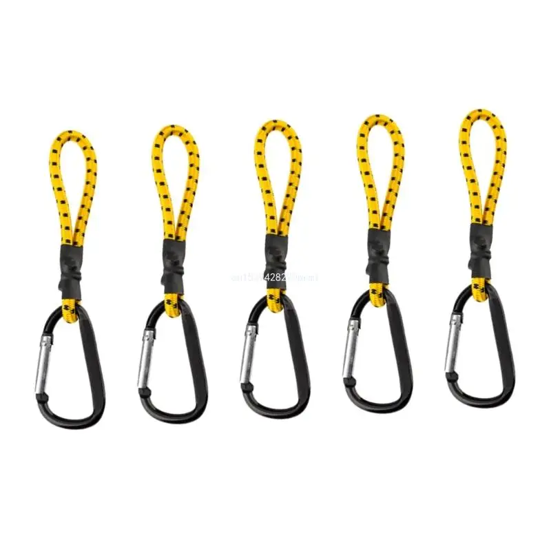 5pcs Tent Fixing Bungee Cord Versatile Elastics Rope Strong Load Bearing Hook with Quickly Attach Carabiner Clip