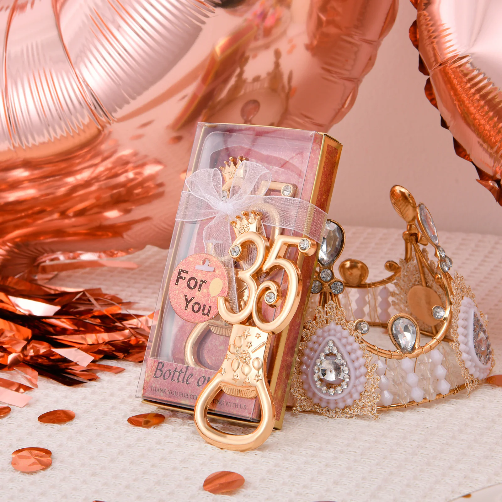 

50PCS 35 Year Old Bottle Opener Gift Party Gift Rose Gold Theme Number 35 Bottle Opener