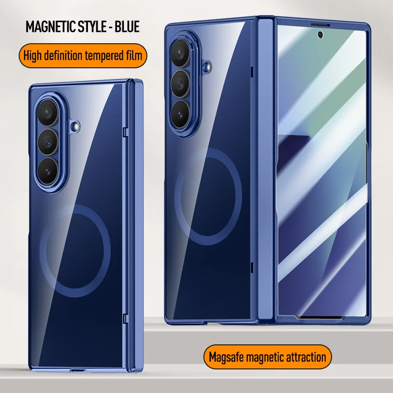

For Samsung Galaxy Z Fold7 Screen Protect Film Transparent Case Middle Hinge Magnetic Magsafe Wireless Charging Shockproof Cover