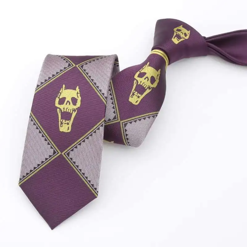 Halloween JoJo's Bizarre Adventure Kira Yoshikage Necktie Cosplay KILLER QUEEN Skull Tie Props Accessory Party Cravat Tie Gifts