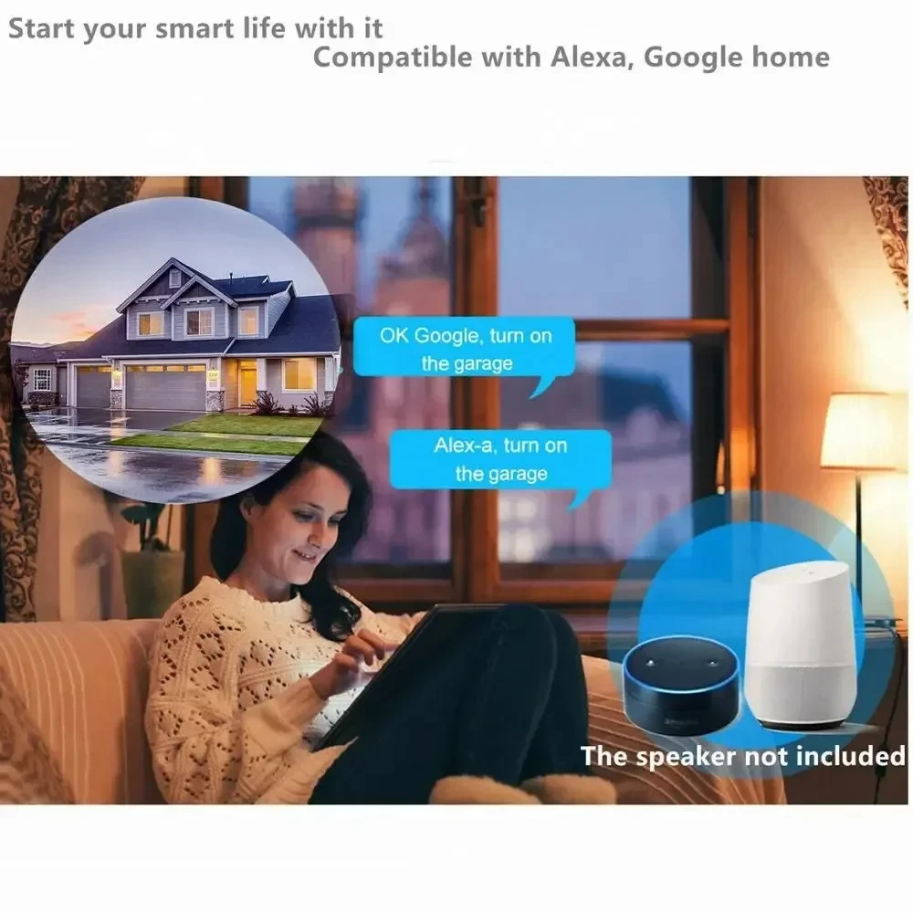 Contrôleur d\'ouverture de porte de garage intelligent d\'origine Tuya, interrupteur intelligent à commande vocale, Alexa Echo, Google Home, Smart
