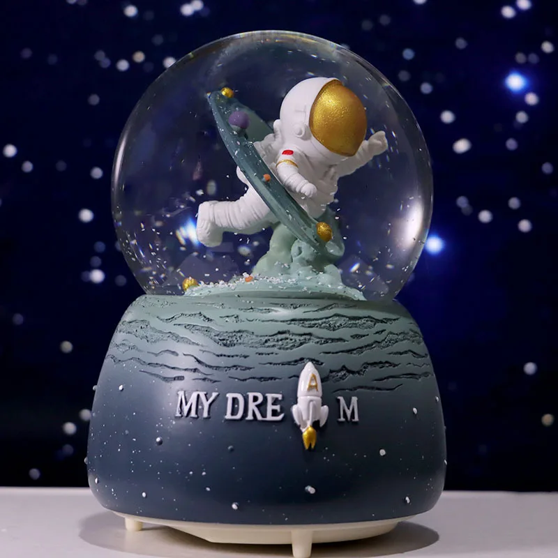 

3d Spaceman Astronaut Snowball Glass Crystal Ball Rotating Music Box Music Box Rotating Snowflake Children Birthday Gift