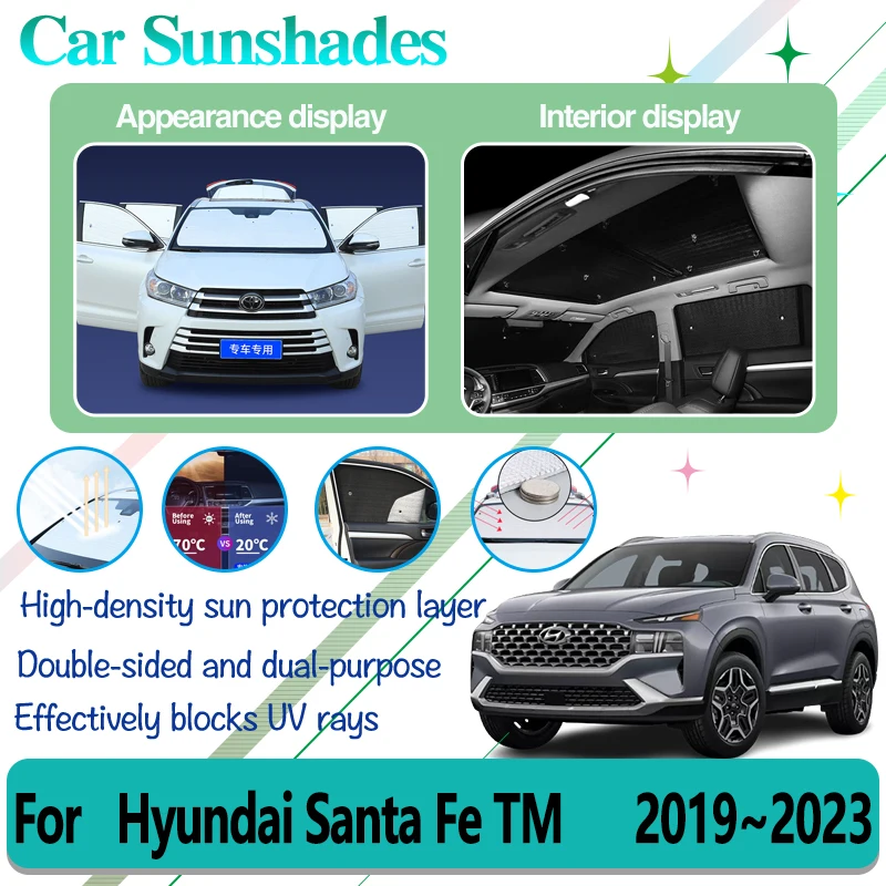 

Car Windows Sunshade For Hyundai Santa Fe TM 2019 2020 2021 2022 2023 Auto Windshield Anti-UV Sun Protection Visors Accessories