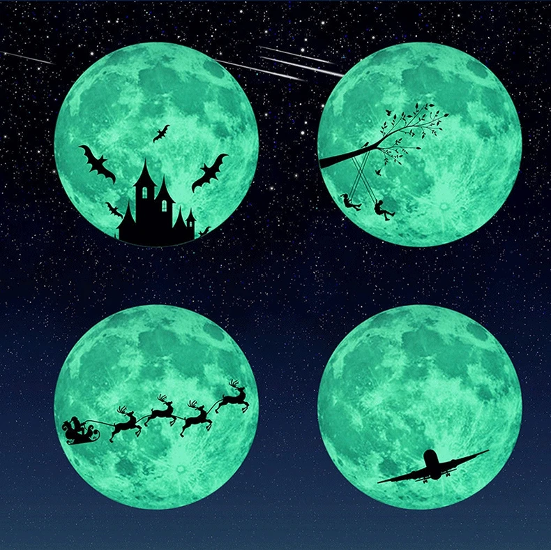 Leuchtende Mond-Wandaufkleber, Wohnzimmer, Schlafzimmer, Decke, Wanddekoration, leuchtende Aufkleber, fluoreszierende dekorative Wandaufkleber – Detail 1