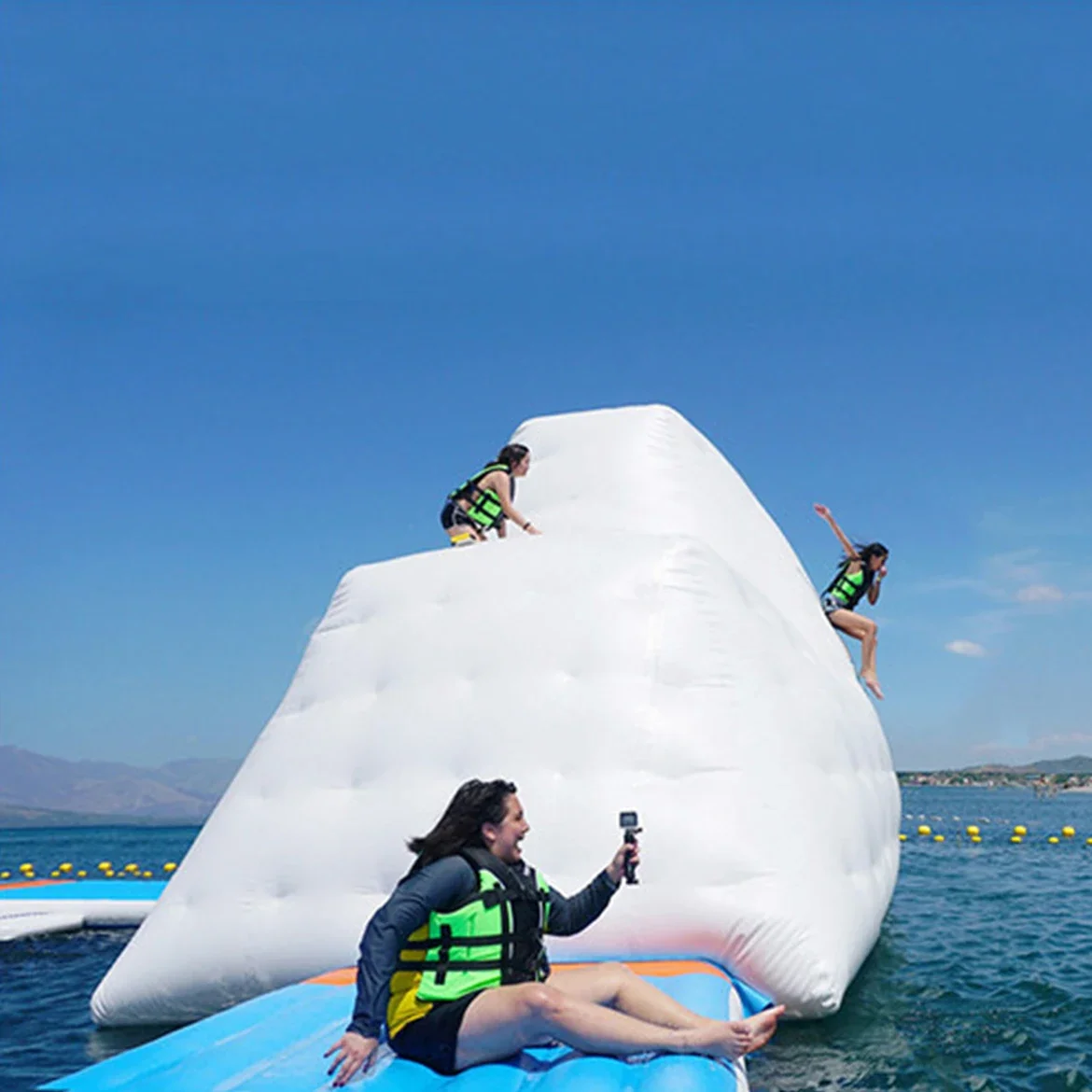 Custom Summer Water Climbing Game Floating Inflatable Iceberg