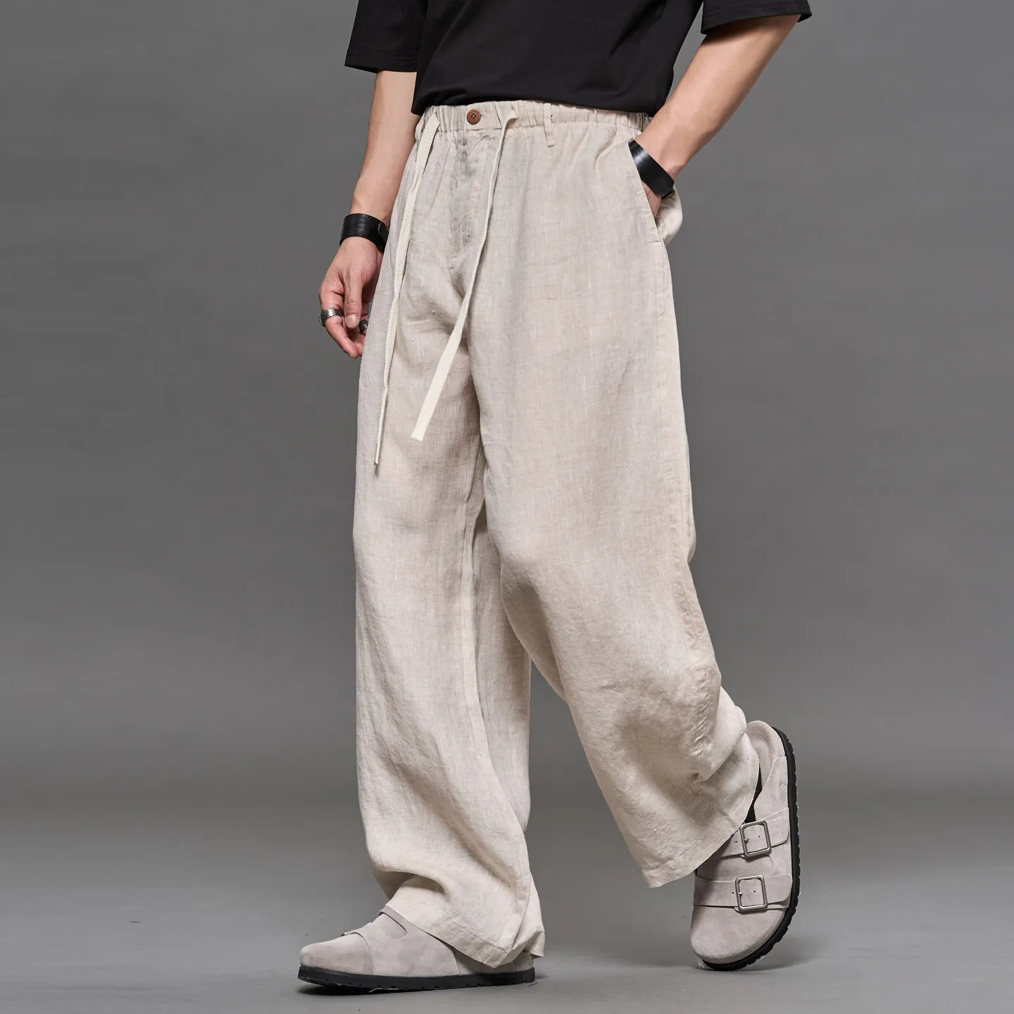 High Quality 2026 Summer Linen Vintage Old Money Style Pencil Pants Loose Casual Men's Japanese Style Trousers
