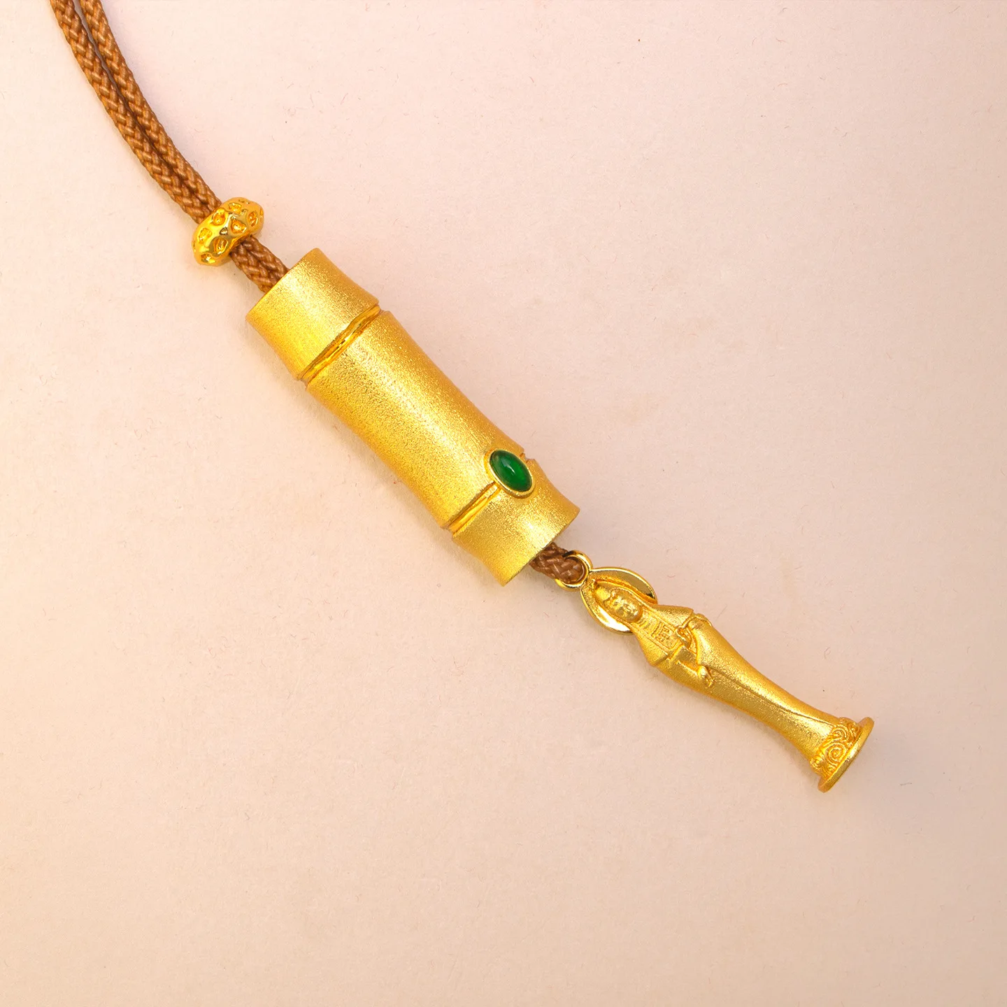 Brushed Bamboo Joint Pendant Unisex 24K Gold AU999 - Exquisite brushing craftsmanship, scratch-resistant, for worry-free wearing
