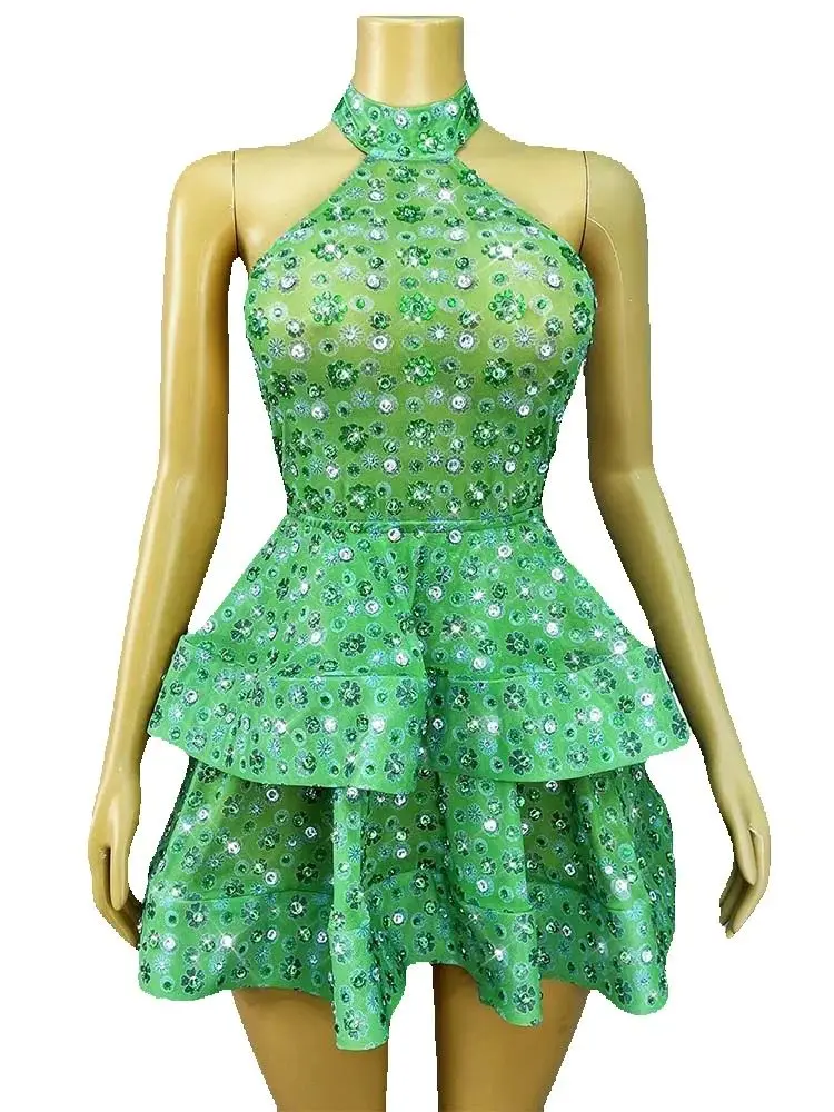 

High Quality Hot Stamping Sexy Backless Hanging Neck Cake Dress 2025 New Fashion Custom Women'S Clothing