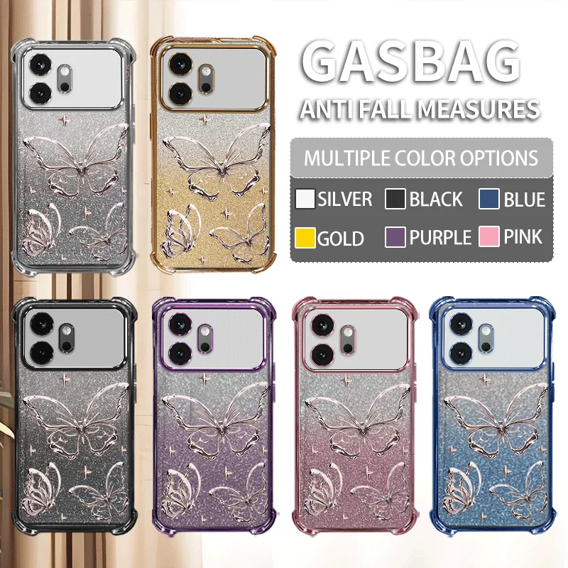 Glitter Plating Protective Cover For Motorola Moto Edge 70 Pro Pro+ Fusion Case TPU Four-corner Shockproof Butterfly Pattern