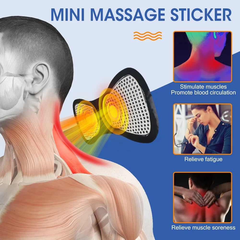 Massageador elétrico do pescoço para o alívio das dores musculares, remendo de massagem da vértebra cervical, relaxamento do ombro, maca portátil, EMS