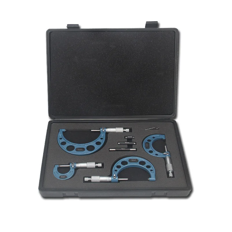 Juego de Micrómetro de tornillo premium 0uter, Juego de 4 piezas, micrómetro mecánico, medición de diámetro exterior 0-2024mm, 100