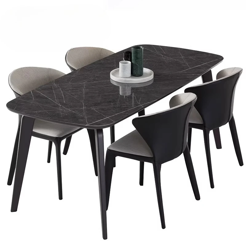 

Solid wood imitation natural marble dining table, waterproof and anti-scalding