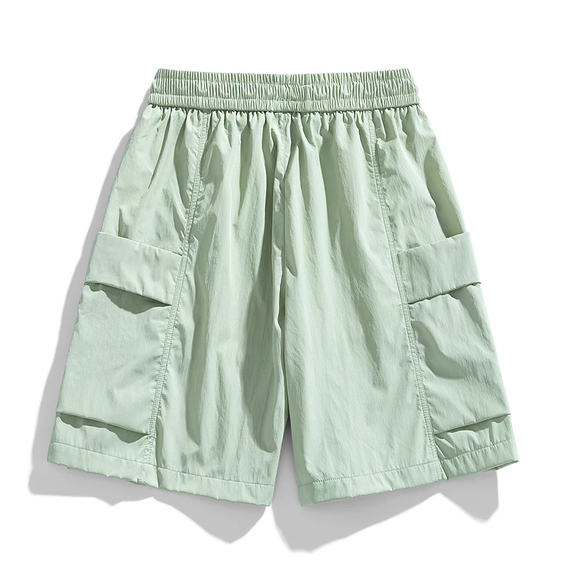 Sommer-Herren-Cargo-Shorts aus Eisseide, lockere Passform, schnell trocknende Arbeitskleidung, leichte, atmungsaktive Outdoor-Sport-Gymnastik-Laufshorts