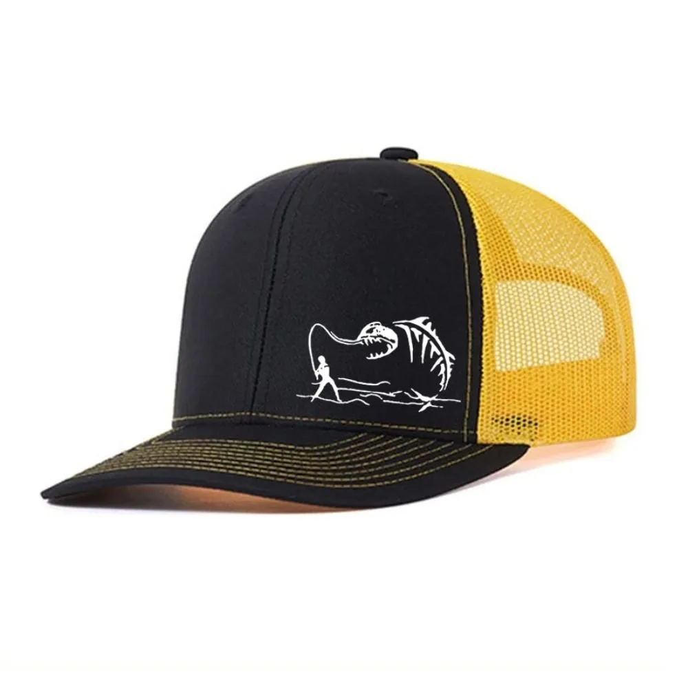 

Fashion Fisherman Print Men's Baseball Cap Grid Breathable Trucker Hat Lightweight Hip Hop Duck Tongue Hat Spring Summer Outdoor