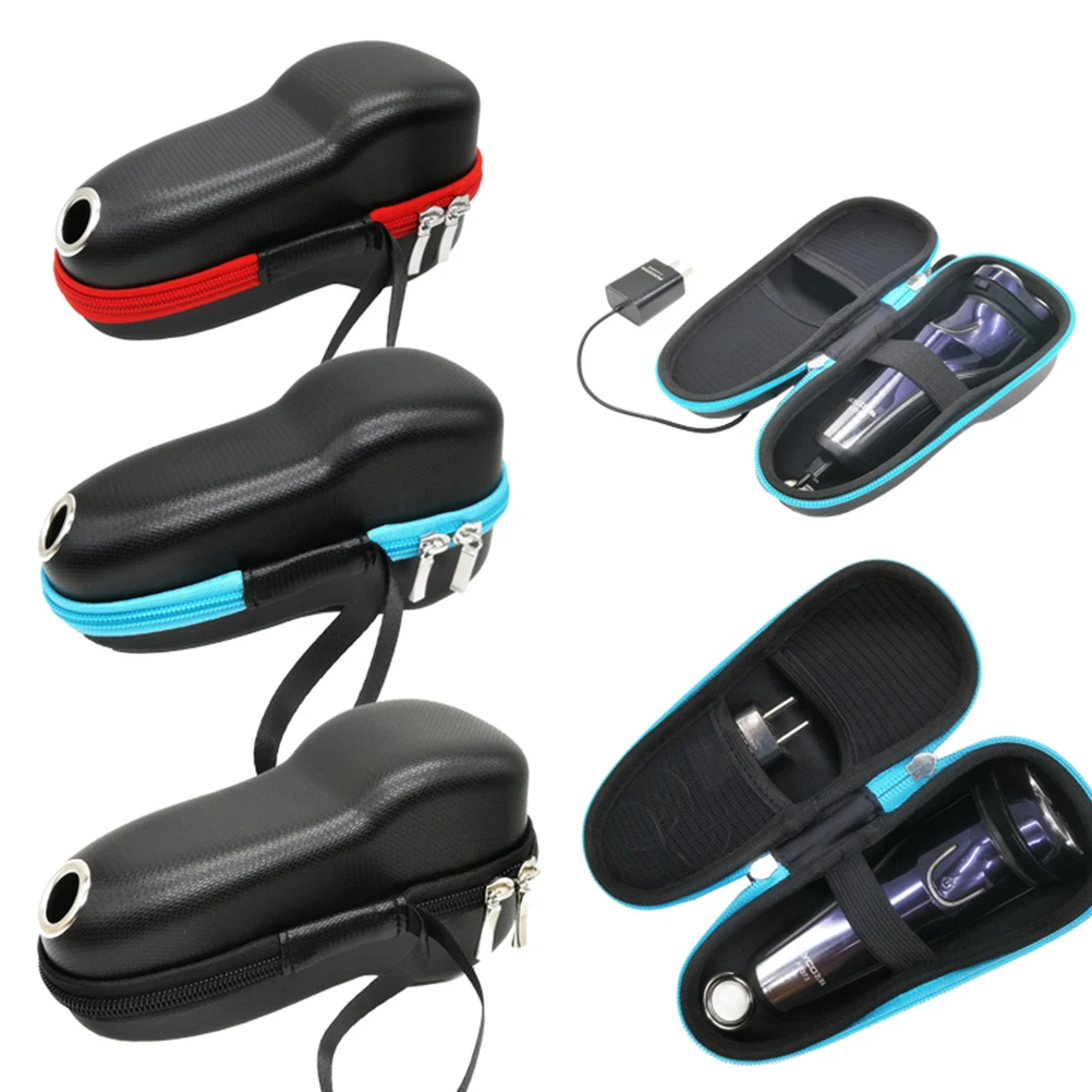 

Premium 3-Head Razor Storage Box Portable Shaver Organizer Pu Travel Accessories Waterproof Durable Case For Blue