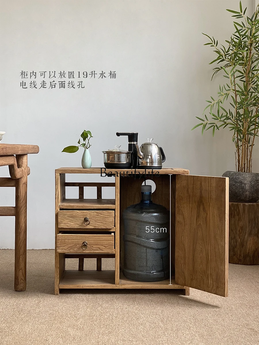 

Solid wood mobile tea table simple household Chinese tea table side