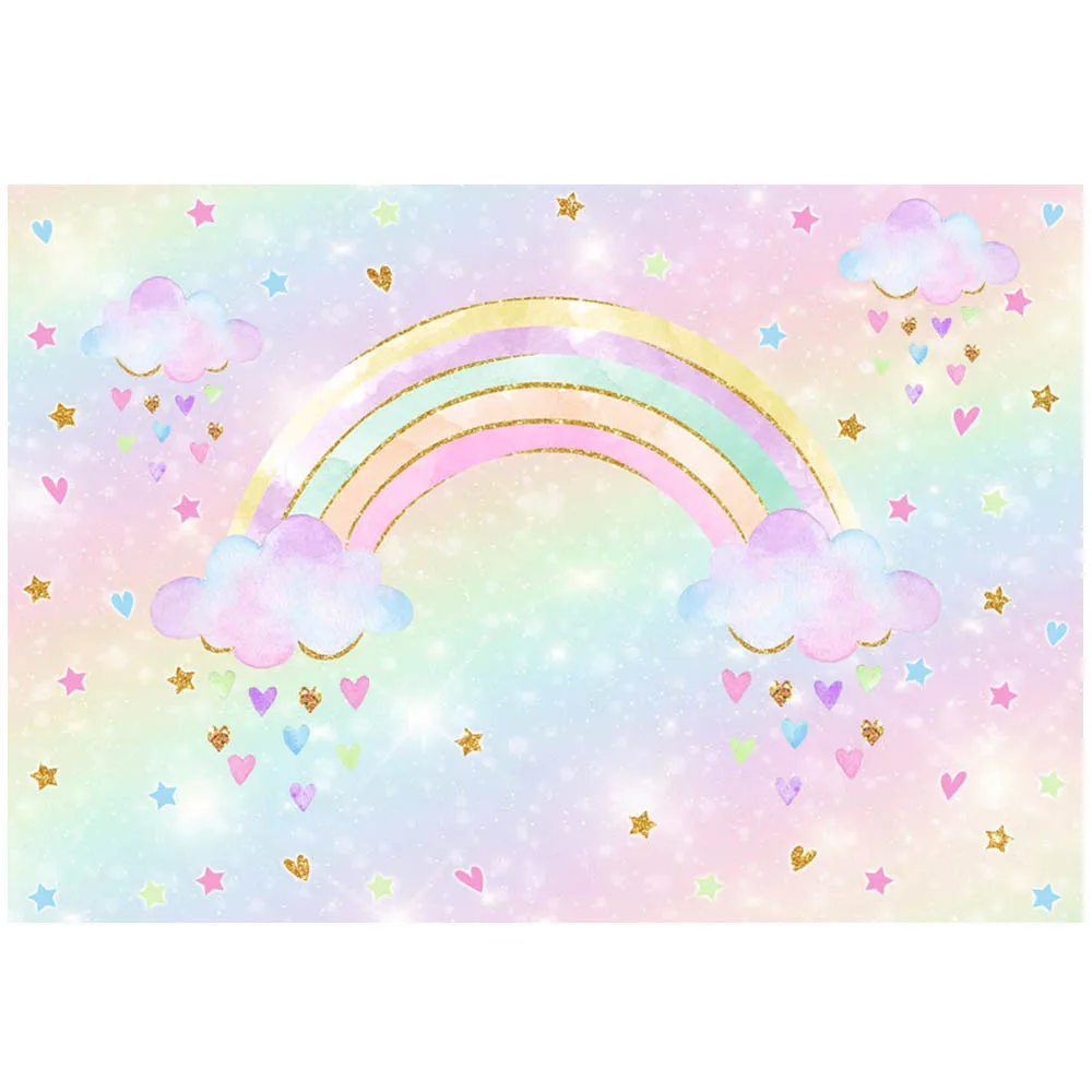 Mocsicka-Criança Aniversário Backdrop Decoração, Adereços De Fotografia, Arco-íris, Colorido, Nuvem, Coração, Foto De Fundo, Baby Cake Smash