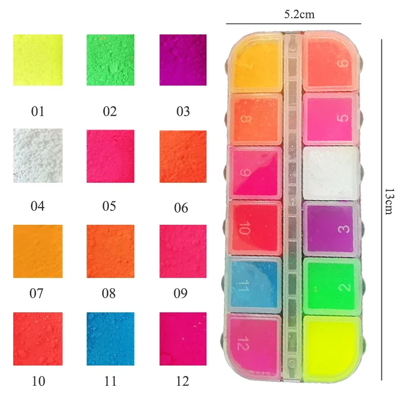 12 Colors/Box Fluorescent Multicolor Matte Eyeshadow Neon Pigment Powder Halloween Party Decoration Eyeshadow Palette Makeup