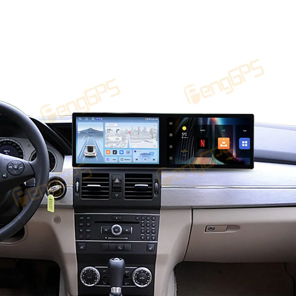 Dual Screen Android 14 Car Radio For Mercedes Benz GLK 2008-2012 GPS Navigation Multimedia DVD Player Auto Stereo Carplay DSP BT