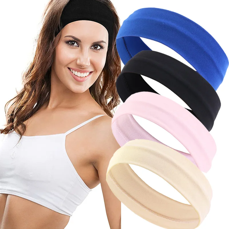 Summer Solid Color Sports Headband Women Yoga Running Fitness Turban Sweatband Hair Accessories Absorbing Sweat Gym Hairbands