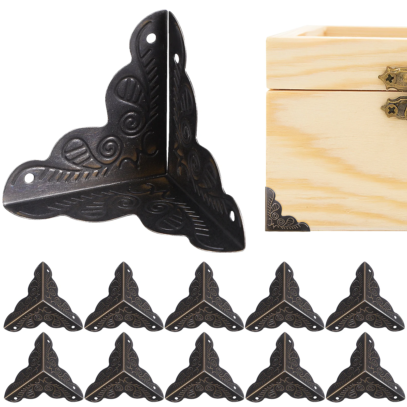 

36pcs Bronze Vintage Chest Corners Protector Guards for Furniture Dust Stairs Edge Cabinet Hardware Decor